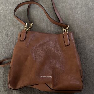 Calvin Klein Tan Leather Shoulder Bag